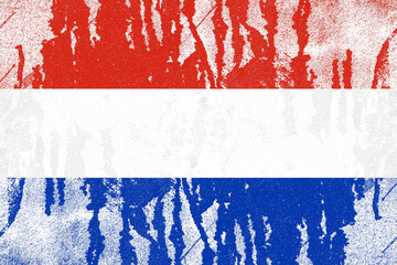 Paraguay flag painted on old distressed concrete wall background