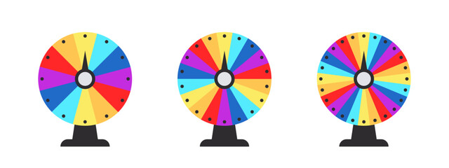 Wheels of Fortune. Colorful wheel of fortune. Casino spinning fortune wheel. Vector illustration