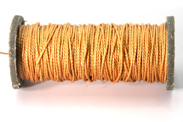 Coil with rope close-up on a white background