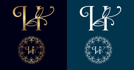floral logo H letter design