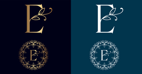 floral logo E letter design