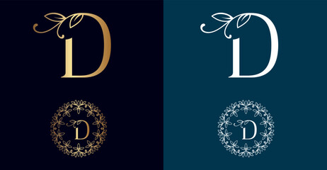 floral logo D letter design