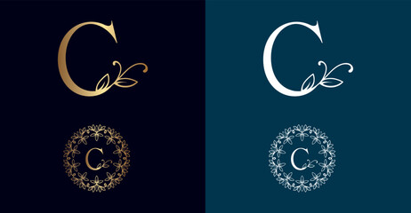 Fototapeta na wymiar floral logo C letter design