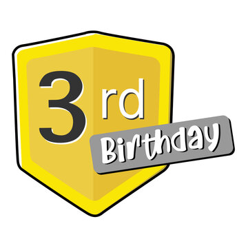 2rd birthday on red Secure shield. 
vector illustration isolated on white background. Flat design 