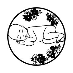 bird on a branch. Baby shower, birthday icon, balls, card.