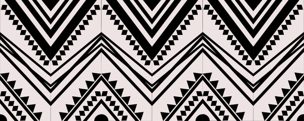 seamless pattern vector black white folk ethnic abstract art tribal  embroidery and mexican style print ornament aztec tapestry design wallpaper clothing wrap fabric covering textile book cover book