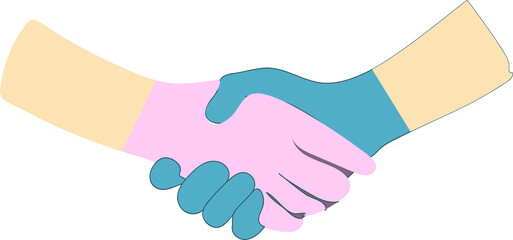 Collaboration in medicine. Doctors shaking hands. Hands in latex gloves. greeting doctors and chemists.