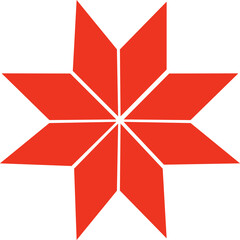 CROSS-STITCH SCHEME. Doll or woman abstract embroidery. Ornament element.Embroidery element. Red Christmas star.