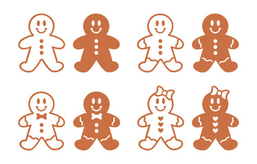 Set of gingerbread men. Christmas cookies.
