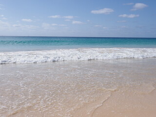 White waves of Atlantic Ocean on Sal island in Cape Verde