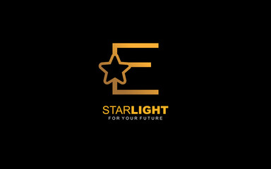 E logo star for branding company. letter template vector illustration for your brand.