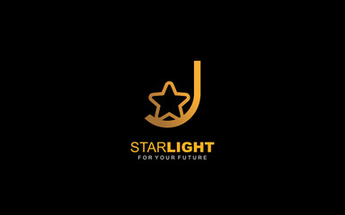J logo star for branding company. letter template vector illustration for your brand.