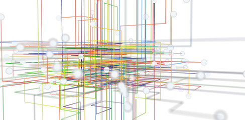 Abstract network of physical devices on the Internet using a network connection with statistics numbers 3d illustration