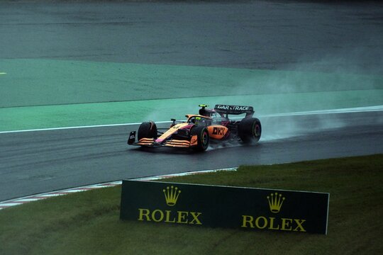 Lando Norris Driving His McLaren Through The Rain, F1 Japanese Grand Prix 2022