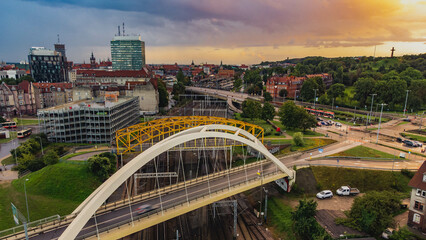 Panorama of Gdańsk from the side of Wrzeszcz. View from the drone.
