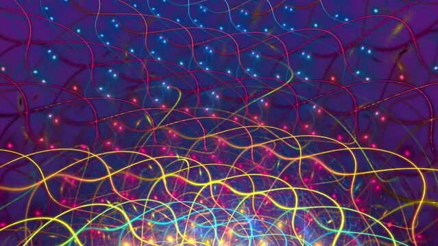 An abstract image of ionic filaments that move smoothly like the surf under water.
