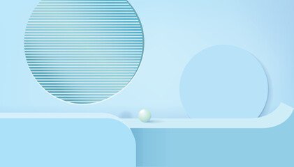 Abstract blue color geometric shape background, modern minimalist mock-up for podium display or showcase
