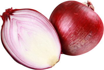 Close-up of fresh onions isolated on white background