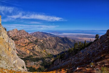 The Great Salt Lake from Deseret Peak views hiking Stansbury Mountains, Rocky Mountains, Utah. United States.  