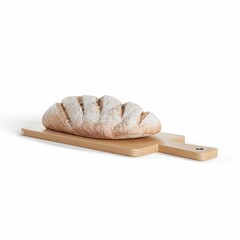 3d rendering of bread on a wooden board isolated on white background