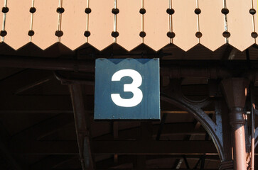Railway Platform Awning with Number 3 Sign 