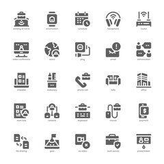 Remote Working icon pack for your website, mobile, presentation, and logo design. Remote Working icon glyph design. Vector graphics illustration and editable stroke.