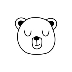 Doodle bear head. Black and white muzzle of a bear. Cute teddy vector