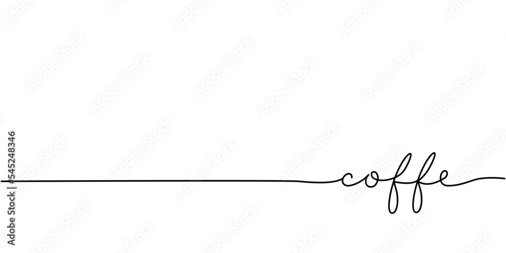 Wall mural coffe word - continuous one line with word. minimalistic drawing of phrase illustration.