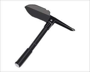 Vector Illustration of Gardening Shovel with Steel Reinforced Fiberglass Handle, Cushioned D Grip and Sharp Hardened Steel Blade isolated