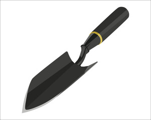 Vector Illustration of Gardening Shovel with Steel Reinforced Fiberglass Handle, Cushioned D Grip and Sharp Hardened Steel Blade isolated