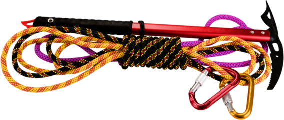 Ice Axe and Climbing Rope - Isolated