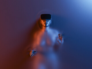 Girl submerged in the metaverse