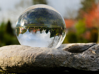 glass sphere on a stone