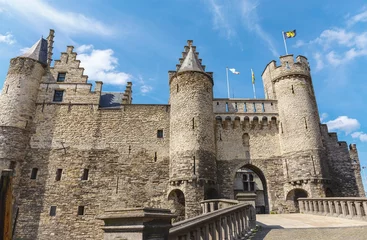 Foto op Canvas Scenic low angle shot of the Het Steen, a medieval fortress in Antwerp, Belgium © Andrey Maslakov/Wirestock Creators