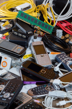 Old out of date technology. Electrical items no longer of any use. Obsolete electrical waste for recycling.