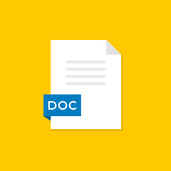 Doc file format flat vector design illustration on yellow background - 545253163