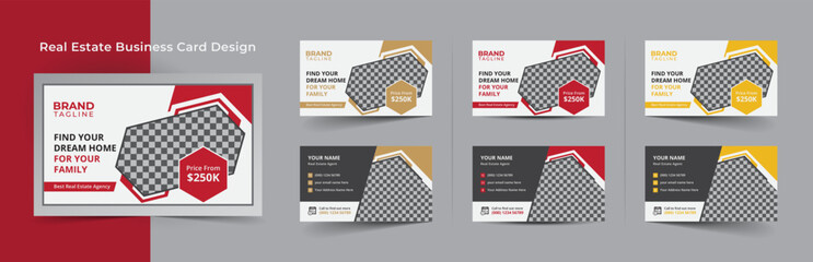 Real estate business card template design, Real Estate Agent and Home Sales Business Card Template Design - obrazy, fototapety, plakaty