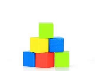 Obraz premium Closeup of colorful square children's wood blocks