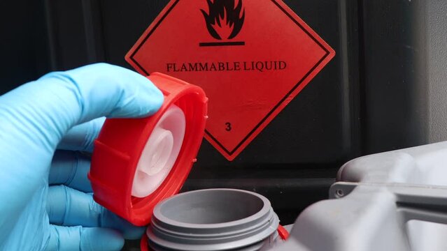 Flammable liquid symbol on the chemical tank, Flammable and dangerous chemicals in industry