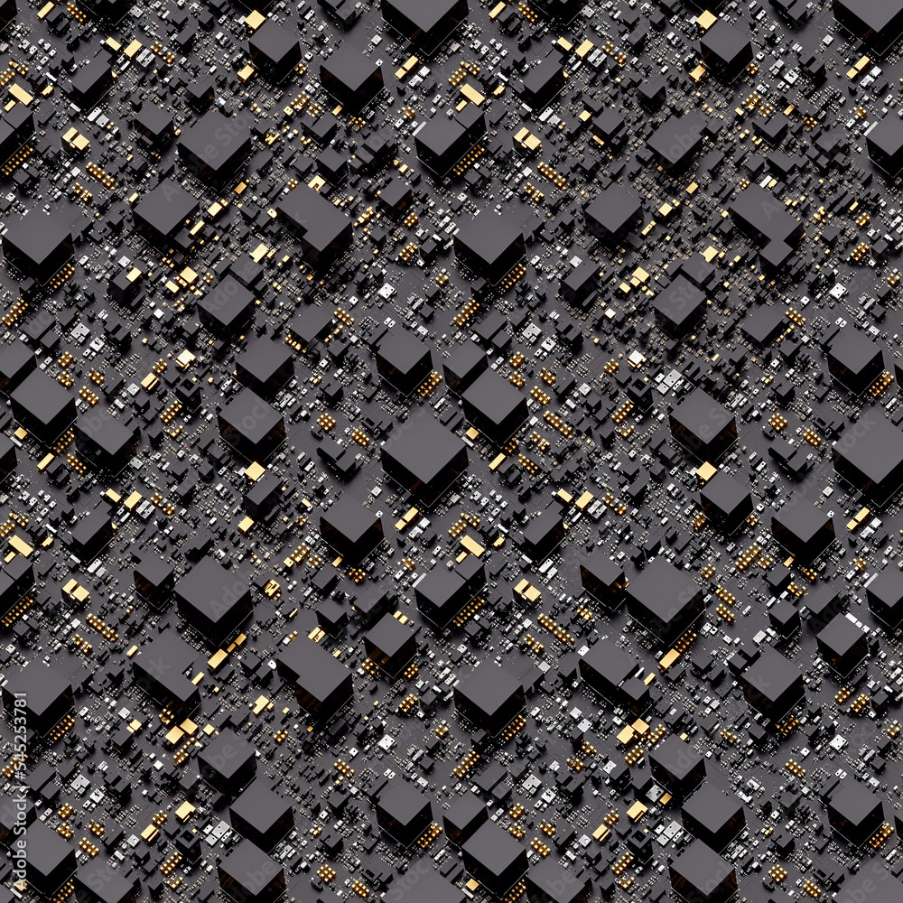Canvas Prints seamless tile of computer electronic, circuit board. abstract 3d isometric technology elements, micr