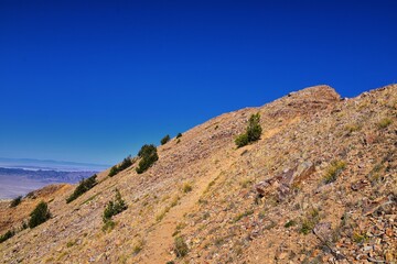 Fototapeta na wymiar Deseret Peak hiking trail Stansbury Mountains, by Oquirrh Mountains Rocky Mountains, Utah. America. 