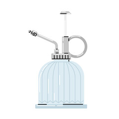 Glass water spray bottle for plant care. Hand drawn vector illustration. In home gardening tool isolated on white.