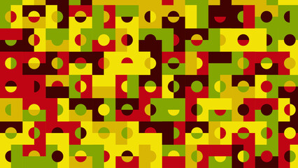 yellow, red and green geometric pattern,  wallpaper for tile, banner, tableclothe