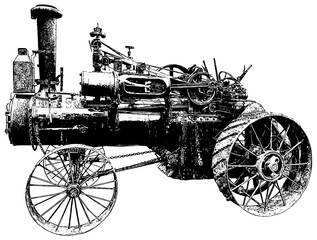 Fototapeta na wymiar Vintage tractor illustration in black 