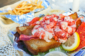 Lobster roll with French fries