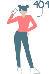 illustration of business workers and some statistics on display