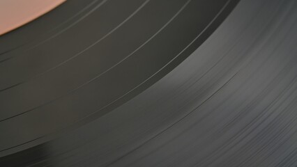 Macro shot of black vinyl record with grooves. An old gramophone record. Vintage vinyl record...