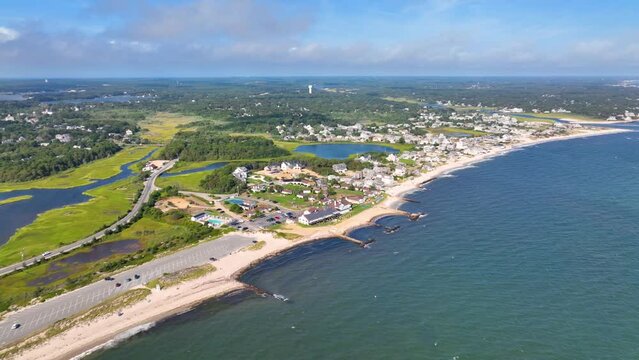 West Dennis Lighthouse was built in 1855 knows as Bass River Light at West Dennis Beach in town of Dennis, Cape Cod, Massachusetts MA, USA. 