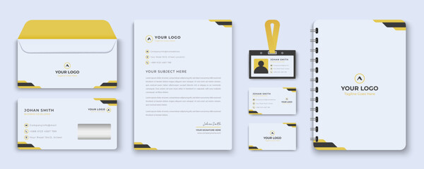 Corporate Branding identity template design. Modern Stationery mockup black and red color. Business style stationery and documentation. Vector illustration