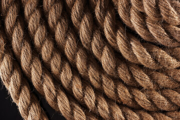  thick rope laid in a spiral close-up top view